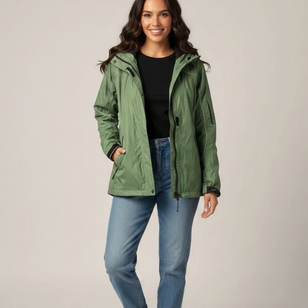 Rain Jacket Medium Green Gorpcore Utility Wind Resistant Creekside Viking